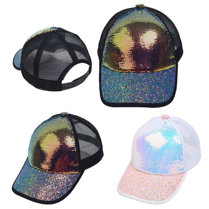 Wholesale Glitter Sequin Baseball Cap Sunscreen Sunshade MOQ≥2 JDC-FH-WenR017