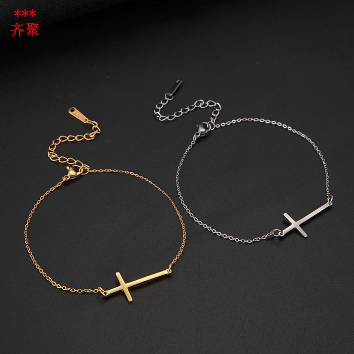 Wholesale Bracelet Stainless Steel Simple Smooth Cross JDC-BT-QiJu004