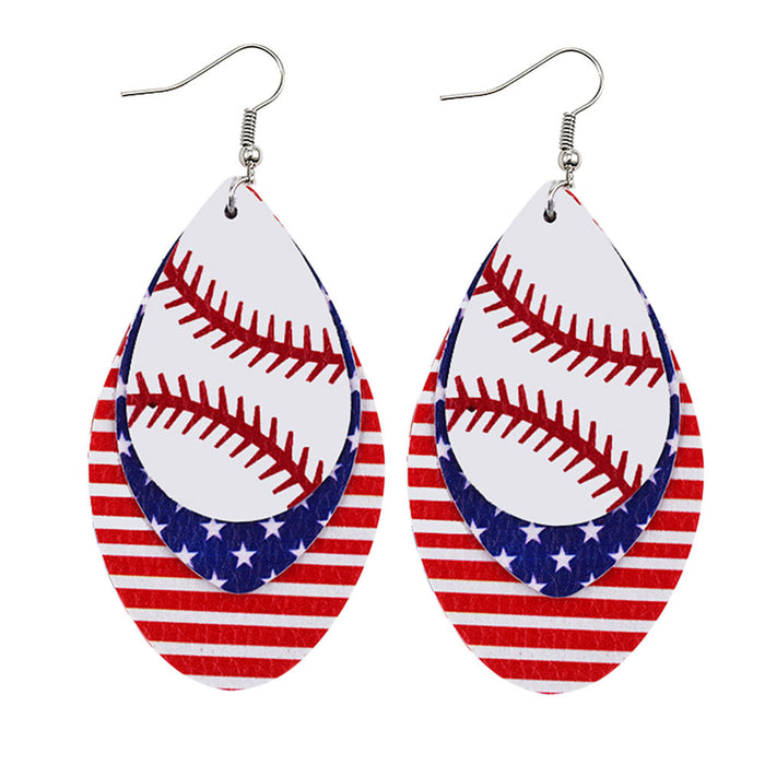 Jewelry WholesaleWholesale Independence Day Flag Baseball Printed PU Leather Earrings JDC-ES-Chengy013 Earrings Chengy %variant_option1% %variant_option2% %variant_option3%  Factory Price JoyasDeChina Joyas De China