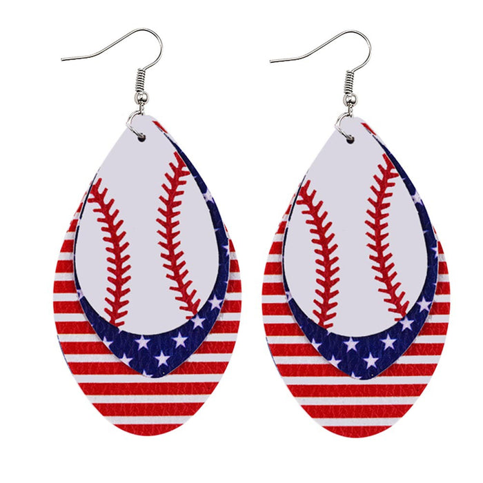 Jewelry WholesaleWholesale Independence Day Flag Baseball Printed PU Leather Earrings JDC-ES-Chengy013 Earrings Chengy %variant_option1% %variant_option2% %variant_option3%  Factory Price JoyasDeChina Joyas De China