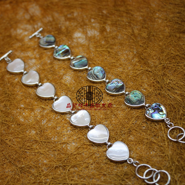 Wholesale Delicate Shell Pearl Shell Heart Bracelet Bracelet MOQ≥2 JDC-BT-jinshe002