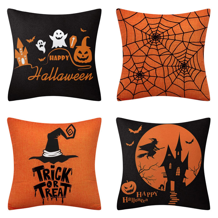 Wholesale Pillowcase Halloween Linen Pillowcase Orange Home Decor JDC-PW-Mengde002