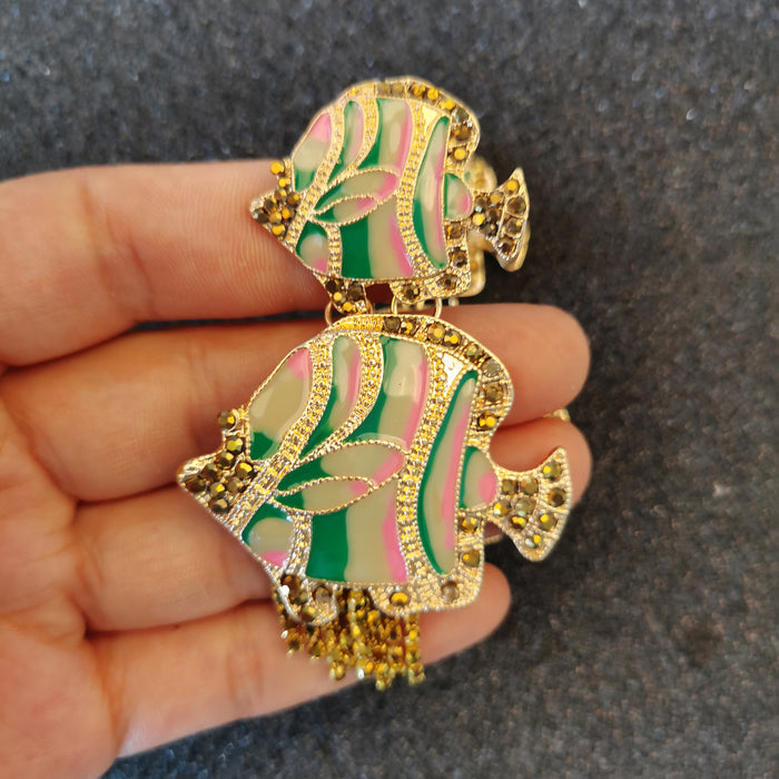 Jewelry WholesaleWholesale Alloy Drop Oil Diamond Tropical Fish Earrings JDC-ES-QLan004 Earrings 千岚 %variant_option1% %variant_option2% %variant_option3%  Factory Price JoyasDeChina Joyas De China