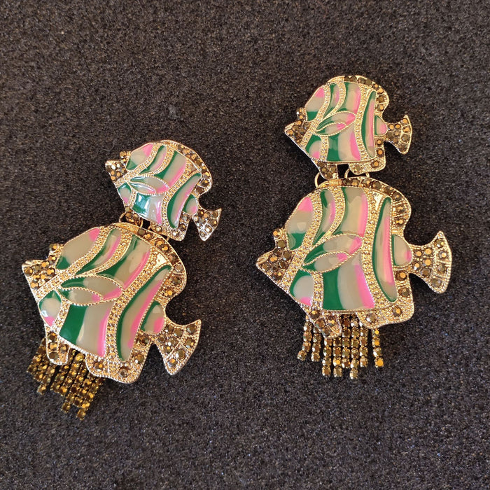 Jewelry WholesaleWholesale Alloy Drop Oil Diamond Tropical Fish Earrings JDC-ES-QLan004 Earrings 千岚 %variant_option1% %variant_option2% %variant_option3%  Factory Price JoyasDeChina Joyas De China