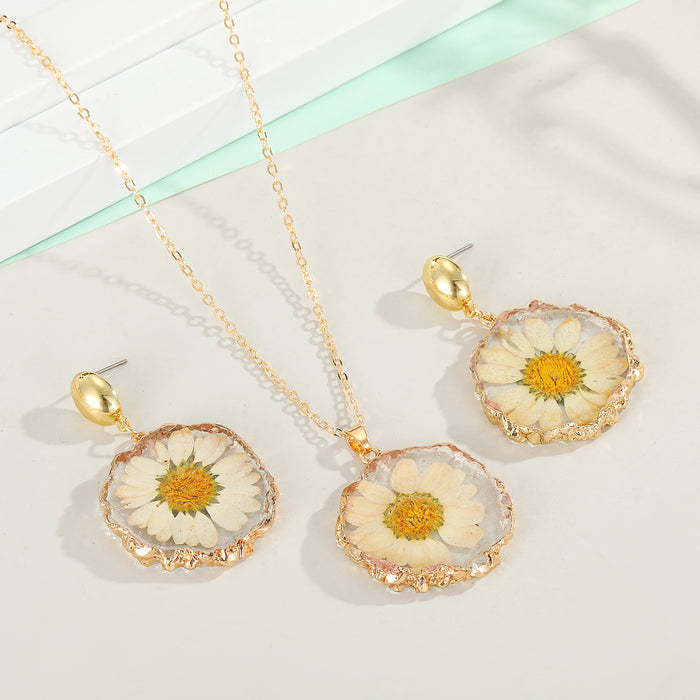 Jewelry WholesaleWholesale daisy sun flower pendant necklace imitation natural stone MOQ≥6 JDC-NE-Juej015 Necklaces 觉际 %variant_option1% %variant_option2% %variant_option3%  Factory Price JoyasDeChina Joyas De China