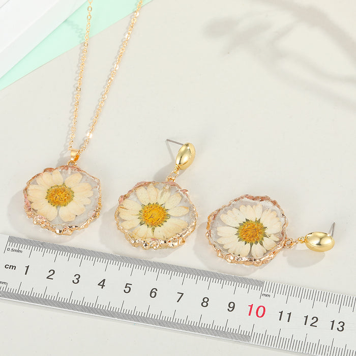 Jewelry WholesaleWholesale daisy sun flower pendant necklace imitation natural stone MOQ≥6 JDC-NE-Juej015 Necklaces 觉际 %variant_option1% %variant_option2% %variant_option3%  Factory Price JoyasDeChina Joyas De China