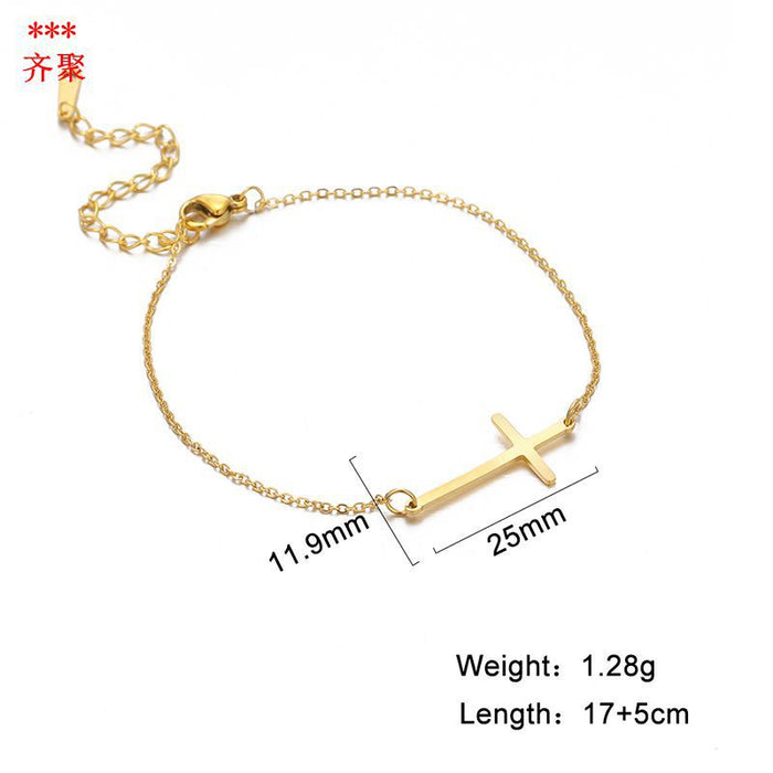 Wholesale Bracelet Stainless Steel Simple Smooth Cross JDC-BT-QiJu004