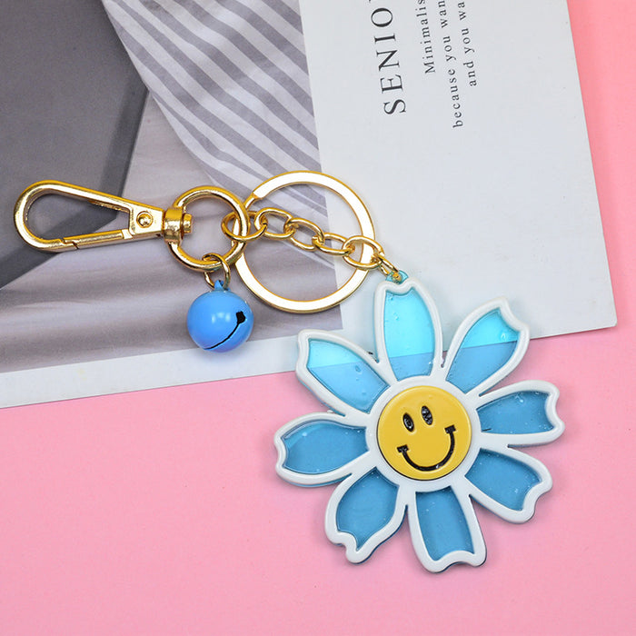 Wholesale Acrylic Sunflower Smiley Plastic Keychain MOQ≥2 JDC-KC-YiWa004