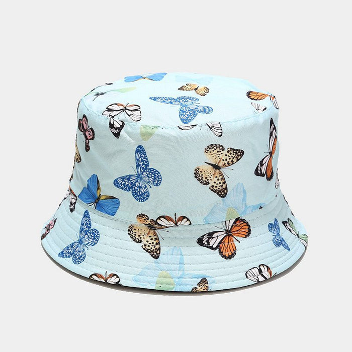 Wholesale colorful butterfly pattern fisherman hat women summer pure cotton MOQ≥2 JDC-FT-LvYi003