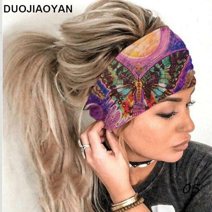 Jewelry WholesaleWholesale Stretch Color Big Butterfly Print Sports Wide Hairband Absorb Sweat MOQ≥3 JDC-HD-Jiaoy004 Headband 多娇艳 %variant_option1% %variant_option2% %variant_option3%  Factory Price JoyasDeChina Joyas De China