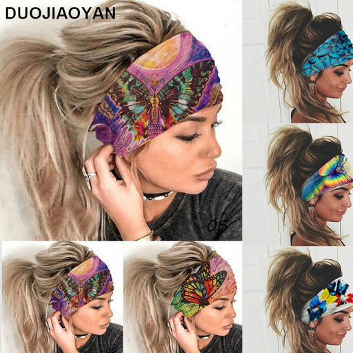 Jewelry WholesaleWholesale Stretch Color Big Butterfly Print Sports Wide Hairband Absorb Sweat MOQ≥3 JDC-HD-Jiaoy004 Headband 多娇艳 %variant_option1% %variant_option2% %variant_option3%  Factory Price JoyasDeChina Joyas De China