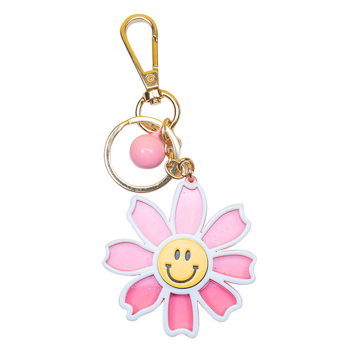 Wholesale Acrylic Sunflower Smiley Plastic Keychain MOQ≥2 JDC-KC-YiWa004