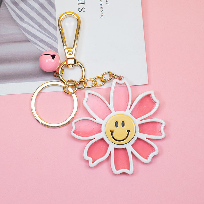 Wholesale Acrylic Sunflower Smiley Plastic Keychain MOQ≥2 JDC-KC-YiWa004