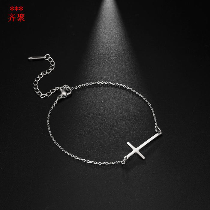 Wholesale Bracelet Stainless Steel Simple Smooth Cross JDC-BT-QiJu004