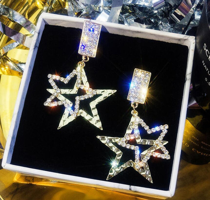 Jewelry WholesaleWholesale 925 Silver Needle Alloy Rhinestone Pentagram Earrings JDC-ES-Dengy011 Earrings 登云 %variant_option1% %variant_option2% %variant_option3%  Factory Price JoyasDeChina Joyas De China