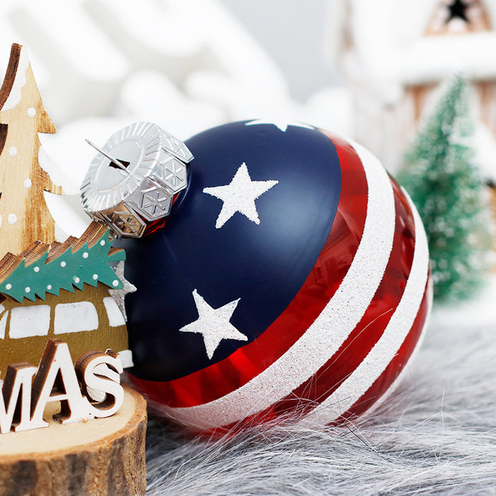 Wholesale 4th of July Independence Day Decorations Painted Balls Flag Christmas Balls Party Ornaments MOQ≥2 JDC-OS-SY003