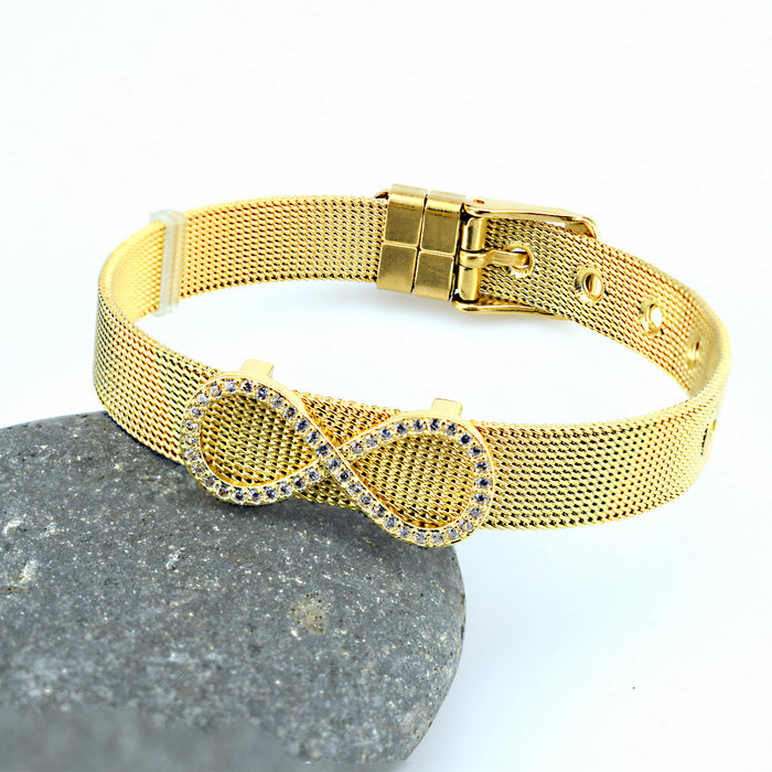 Wholesale Bracelet Stainless Steel Strap Copper Micro Inlay Figure 8 MOQ≥2 JDC-BT-ALD006