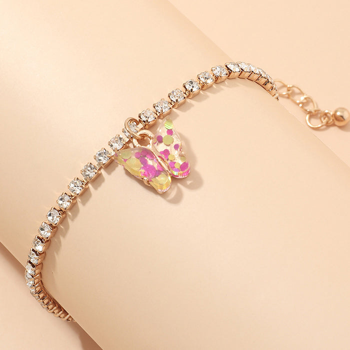 Jewelry WholesaleWholesale Rhinestone Alloy Butterfly Bracelet Tennis Chain JDC-BT-NZ036 Bracelet 奈珠 %variant_option1% %variant_option2% %variant_option3%  Factory Price JoyasDeChina Joyas De China