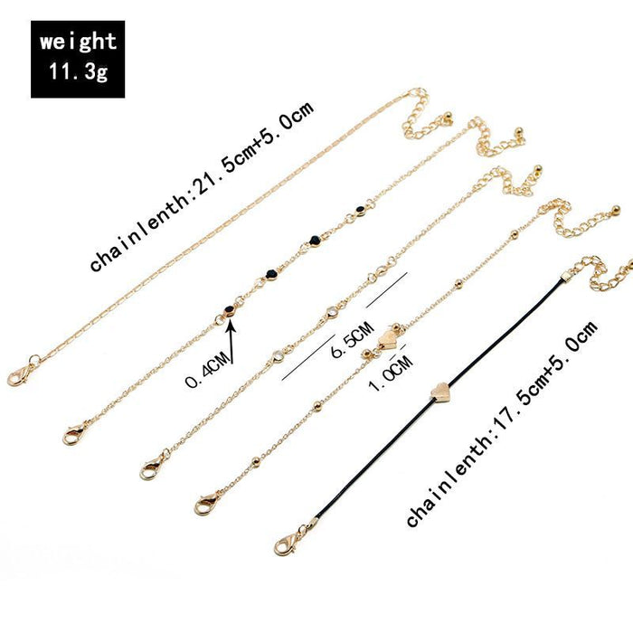 Jewelry WholesaleWholesale love pendant drill piece anklet set of 5 pieces JDC-AS-YeB039 Anklets 烨贝 %variant_option1% %variant_option2% %variant_option3%  Factory Price JoyasDeChina Joyas De China