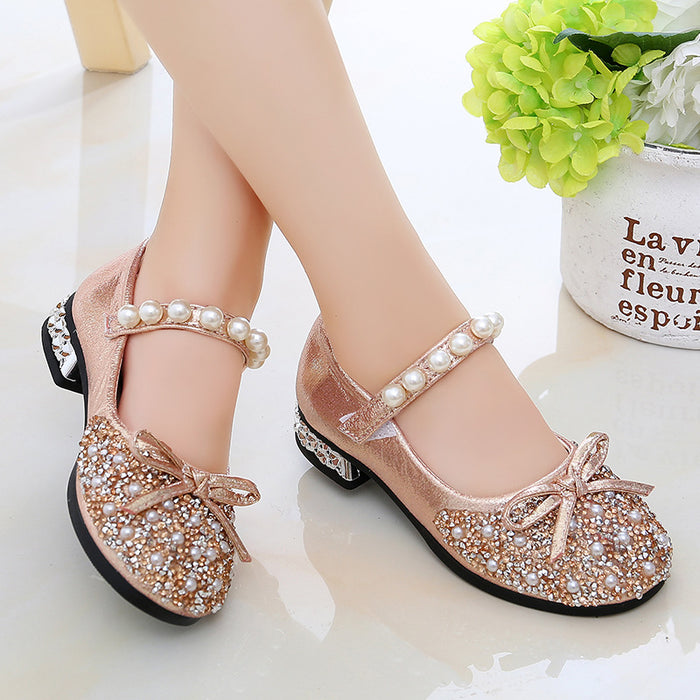 Wholesale girls crystal leather shoes summer children's single shoes high heels JDC-SD-ZhiY001