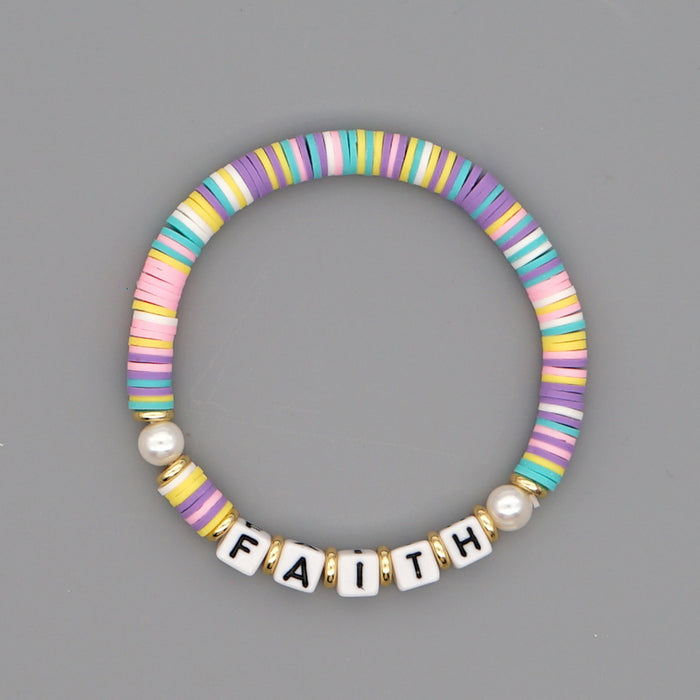 Jewelry WholesaleWholesale Letters Beach Style Natural Gorgeous Pearl Colorful Soft Pottery Bracelet JDC-BT-JBH003 Bracelet 怪我咯 %variant_option1% %variant_option2% %variant_option3%  Factory Price JoyasDeChina Joyas De China