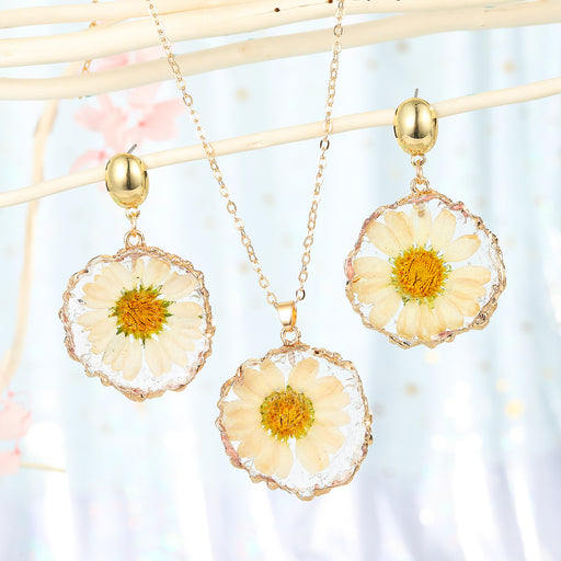 Jewelry WholesaleWholesale daisy sun flower pendant necklace imitation natural stone MOQ≥6 JDC-NE-Juej015 Necklaces 觉际 %variant_option1% %variant_option2% %variant_option3%  Factory Price JoyasDeChina Joyas De China