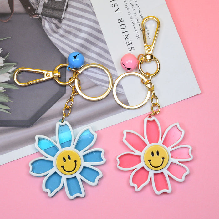 Wholesale Acrylic Sunflower Smiley Plastic Keychain MOQ≥2 JDC-KC-YiWa004