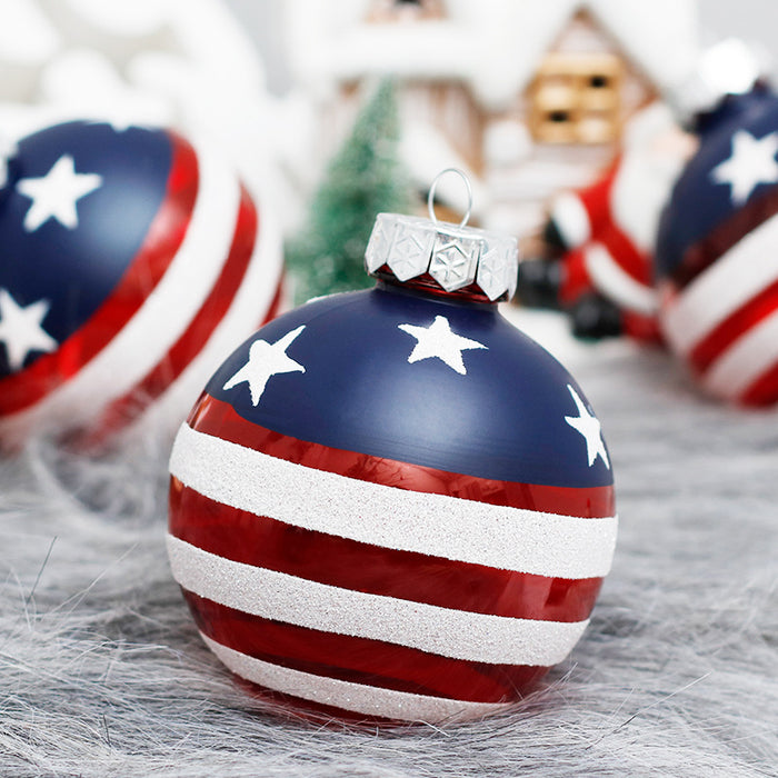 Wholesale 4th of July Independence Day Decorations Painted Balls Flag Christmas Balls Party Ornaments MOQ≥2 JDC-OS-SY003