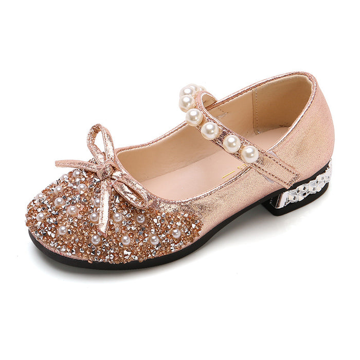 Wholesale girls crystal leather shoes summer children's single shoes high heels JDC-SD-ZhiY001