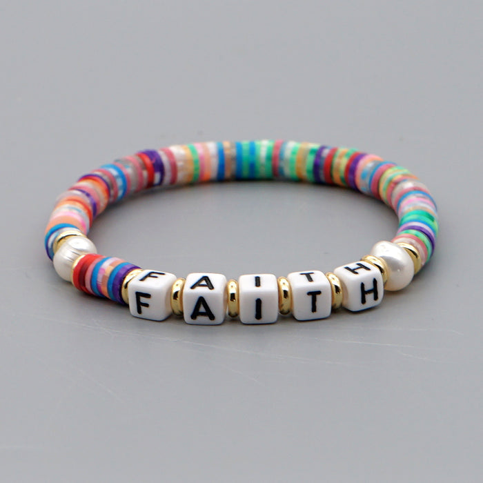 Jewelry WholesaleWholesale Letters Beach Style Natural Gorgeous Pearl Colorful Soft Pottery Bracelet JDC-BT-JBH003 Bracelet 怪我咯 %variant_option1% %variant_option2% %variant_option3%  Factory Price JoyasDeChina Joyas De China