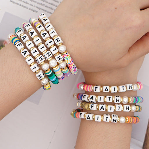 Jewelry WholesaleWholesale Letters Beach Style Natural Gorgeous Pearl Colorful Soft Pottery Bracelet JDC-BT-JBH003 Bracelet 怪我咯 %variant_option1% %variant_option2% %variant_option3%  Factory Price JoyasDeChina Joyas De China