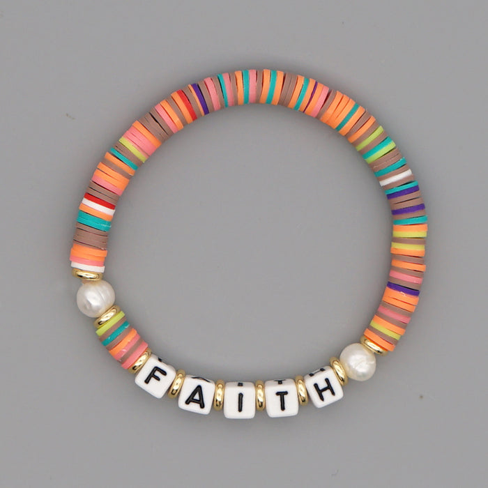 Jewelry WholesaleWholesale Letters Beach Style Natural Gorgeous Pearl Colorful Soft Pottery Bracelet JDC-BT-JBH003 Bracelet 怪我咯 %variant_option1% %variant_option2% %variant_option3%  Factory Price JoyasDeChina Joyas De China