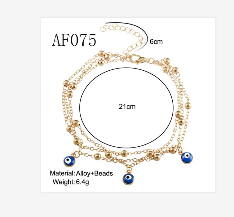 Jewelry WholesaleWholesale boho style turkish blue eye anklet JDC-AS-YeB030 Anklets 烨贝 %variant_option1% %variant_option2% %variant_option3%  Factory Price JoyasDeChina Joyas De China