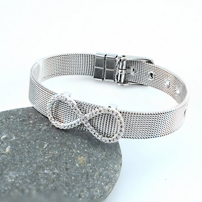 Wholesale Bracelet Stainless Steel Strap Copper Micro Inlay Figure 8 MOQ≥2 JDC-BT-ALD006