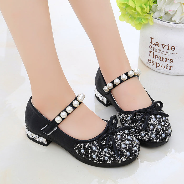 Wholesale girls crystal leather shoes summer children's single shoes high heels JDC-SD-ZhiY001