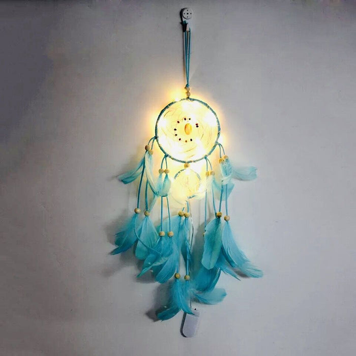 Jewelry WholesaleWholesale Iron Ring Feather Colorful Beads Love Shell LED Light Dreamcatcher JDC-DC-JunX002 Dreamcatcher 俊贤 %variant_option1% %variant_option2% %variant_option3%  Factory Price JoyasDeChina Joyas De China