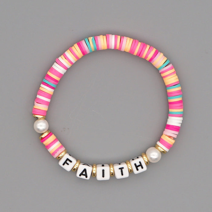 Jewelry WholesaleWholesale Letters Beach Style Natural Gorgeous Pearl Colorful Soft Pottery Bracelet JDC-BT-JBH003 Bracelet 怪我咯 %variant_option1% %variant_option2% %variant_option3%  Factory Price JoyasDeChina Joyas De China