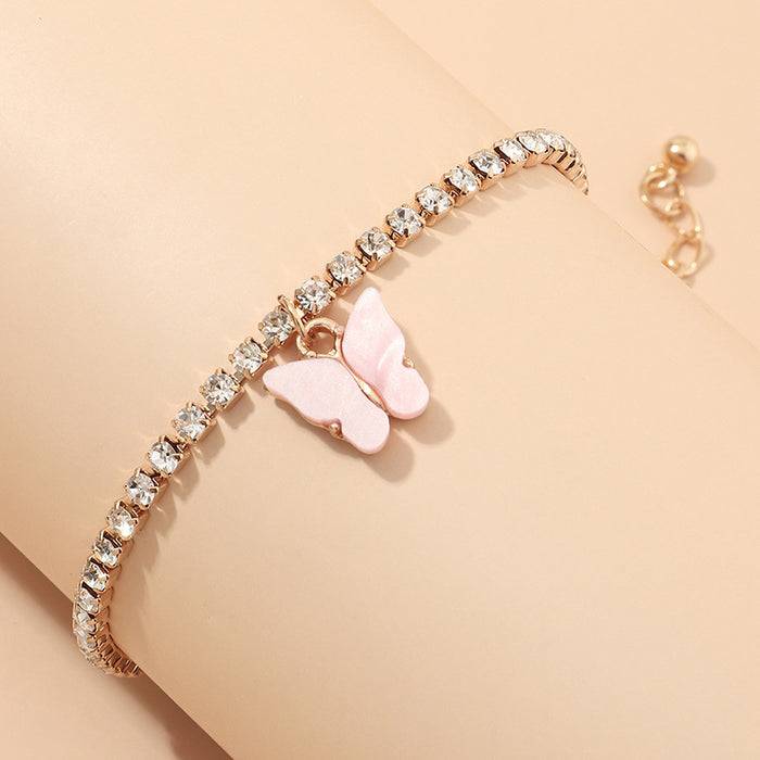 Jewelry WholesaleWholesale Rhinestone Alloy Butterfly Bracelet Tennis Chain JDC-BT-NZ036 Bracelet 奈珠 %variant_option1% %variant_option2% %variant_option3%  Factory Price JoyasDeChina Joyas De China