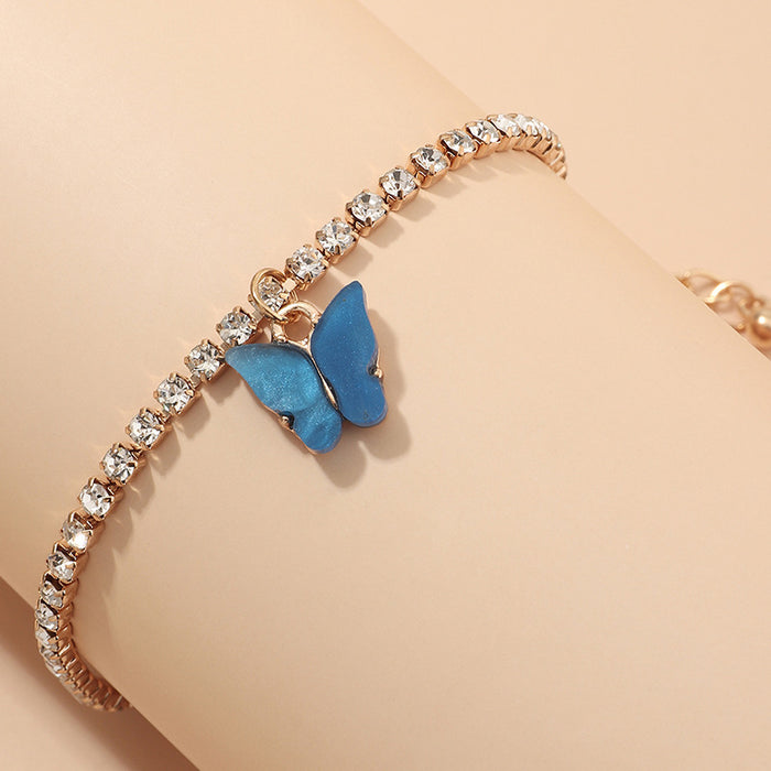 Jewelry WholesaleWholesale Rhinestone Alloy Butterfly Bracelet Tennis Chain JDC-BT-NZ036 Bracelet 奈珠 %variant_option1% %variant_option2% %variant_option3%  Factory Price JoyasDeChina Joyas De China