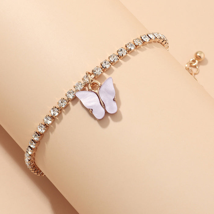 Jewelry WholesaleWholesale Rhinestone Alloy Butterfly Bracelet Tennis Chain JDC-BT-NZ036 Bracelet 奈珠 %variant_option1% %variant_option2% %variant_option3%  Factory Price JoyasDeChina Joyas De China