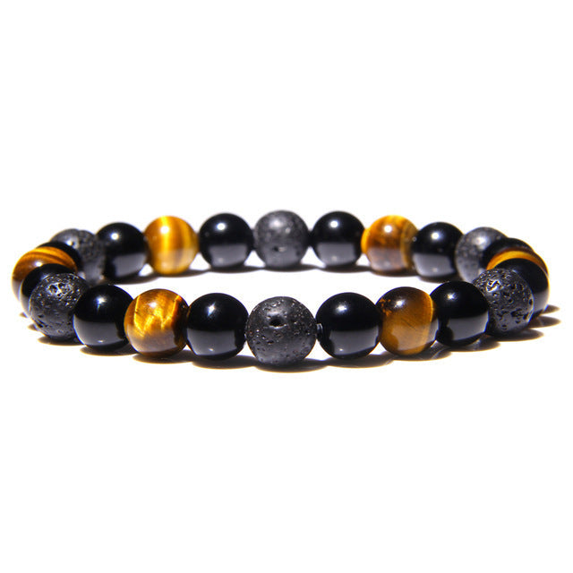 Wholesale Natural Stone Tiger Eye Hematite Beads Magnet Men Bracelet JDC-BT-YinY003