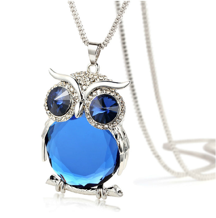 Jewelry WholesaleWholesale Sweater Chain Vintage Owl Long Crystal Necklace Women JDC-NE-YouH001 Necklaces 优鸿 %variant_option1% %variant_option2% %variant_option3%  Factory Price JoyasDeChina Joyas De China