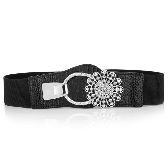 Wholesale Elastic Waistband Rhinestone Leather Belt JDC-WB-JianK005