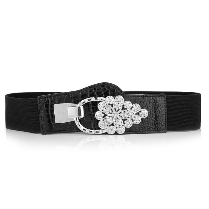 Wholesale Elastic Waistband Rhinestone Leather Belt JDC-WB-JianK005