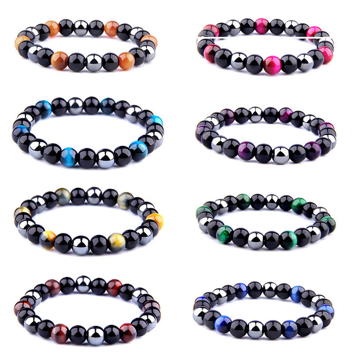 Wholesale Natural Stone Tiger Eye Hematite Beads Magnet Men Bracelet JDC-BT-YinY003