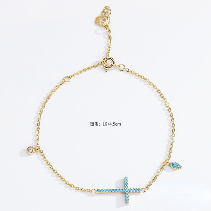 Wholesale Copper Gold Plated Zircon Cross Bracelet JDC-BT-KenJ007