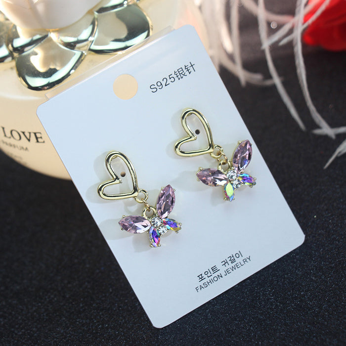 Wholesale pink 925 silver needle earrings MOQ≥3 JDC-ES-jinghy007