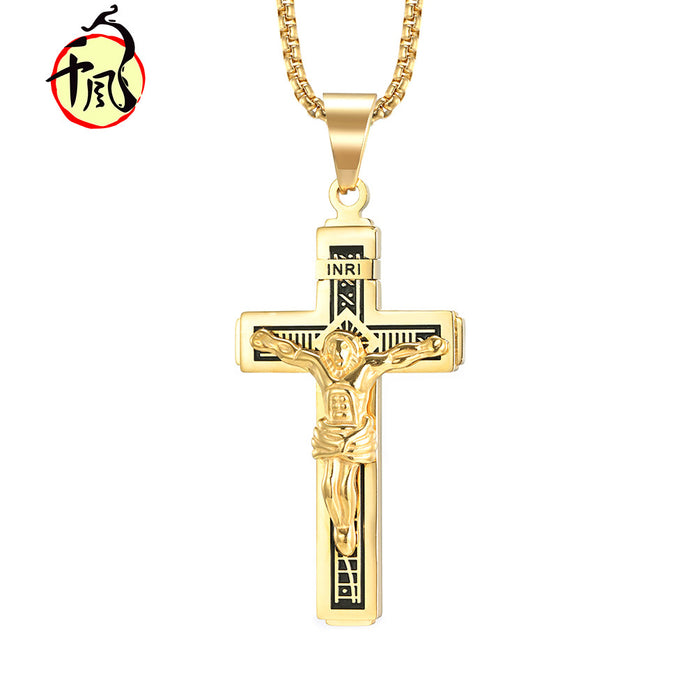 Wholesale Cross Titanium Steel Necklace Men's Personality Wear Matching Accessories JDC-NE-QianF012