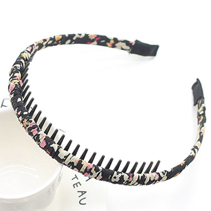 Wholesale toothed hairpin wide edge non-slip clip fabric headband JDC-HD-JunK001