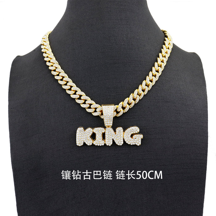 Wholesale Necklaces Alloy Trendy Hip Hop Exaggerated KING Letters JDC-NE-Haojie007